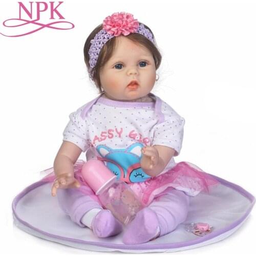 NPK reborn baby with high quailty fiber hair and soft real touch cloth body very cute clothes doll toys for children