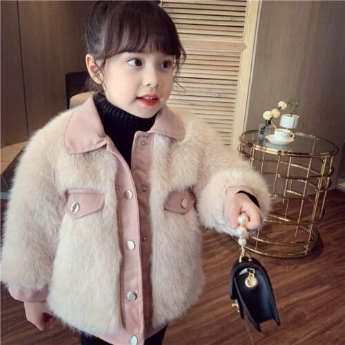Girls faux fur fox fur coat winter clothes new childrens Korean version thick warm furry baby coat