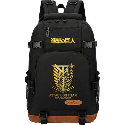 2021 Hot Anime Gold Attack On Titan Boys Girls Kids School Book Bags Women Bagpack Teenagers Canvas Men Laptop Travel Backpack