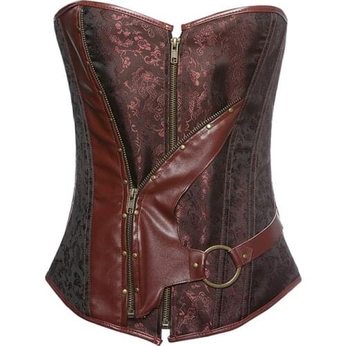 Bustier Corset Women Waist Trainer Steampunk Corset Plus Size Sexy Lingerie For Summer Dress Brown S-6XL Wholesale