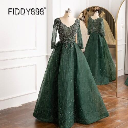 Luxury Evening Dress Elegant Wedding Party Dress Crystal Beaded Formal Gown for Woman Long Night Dress vestidos de noche