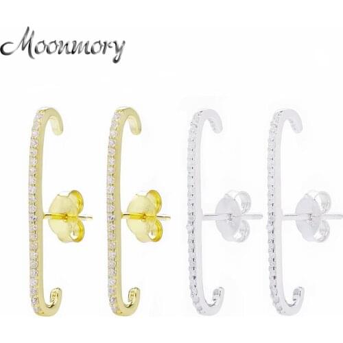Moonmory High Quality 925 Sterling Silver Celestial Suspender Cuffs Stud Earring For Women Silver 925 Stud Earring Jewelry