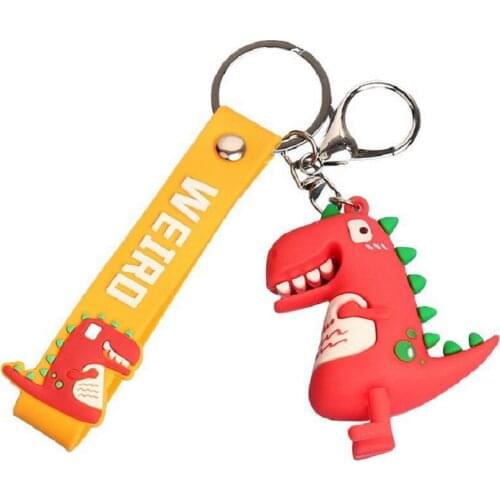 Creative cartoon pvc soft rubber doll doll bag pendant green epoxy dinosaur keychain