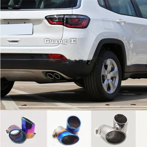 For Jeep Compass 2017 2018 2019 2020 Car Rear Back Cover Muffler End Stainless Steel Tail Pipe Dedicate Outlet Exhaust 2pcs