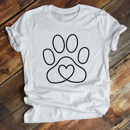 Women Clothing Paw Dog Cat Printing Cartoon 90s Trend Style Fashion Summer Clothes Print Top Graphic Tshirt Female Tee T-shirt