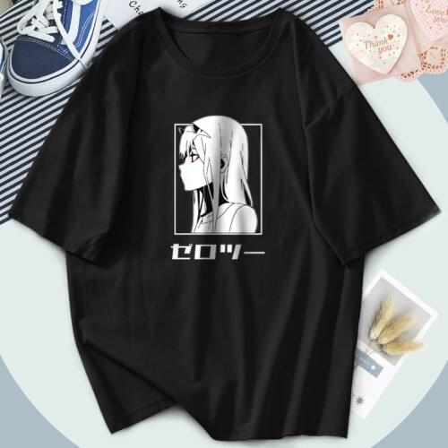 Womens Darling In The Franxx T Shirts Streetwear Print Fashion Plus T-shirt Zero Two Anime Tops Tees Breathable Ladies Camiaeta