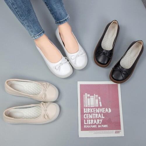 Tilocow Women Designer Genuine Leather Slip on Shoes Woman Flat with Butterfly-knot Casual Footwear Ladies Soft Bottom Flats