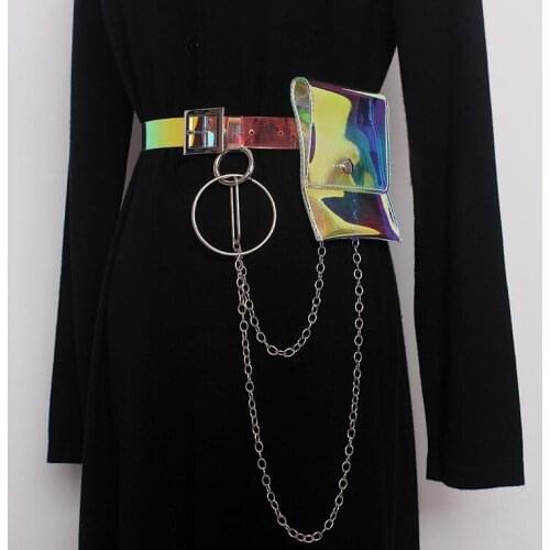 Womens runway fashion metal chain pvc Cummerbunds female Dress Corsets Waistband Belts decoration wide belt R1628