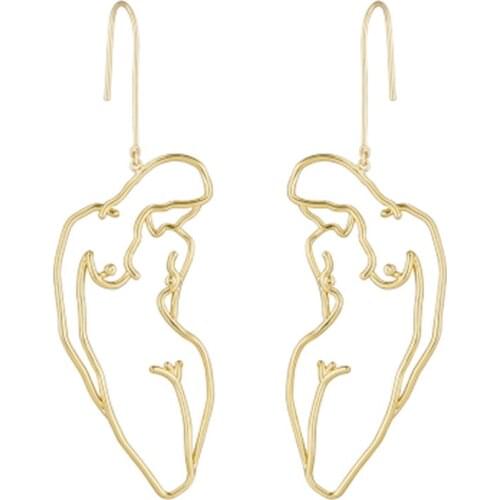 New Vintage Freedom Female Body Form Wire Earrings 2019 Abstract Body Lady Face Dangle Earrings For Women Big Statement Jewelry