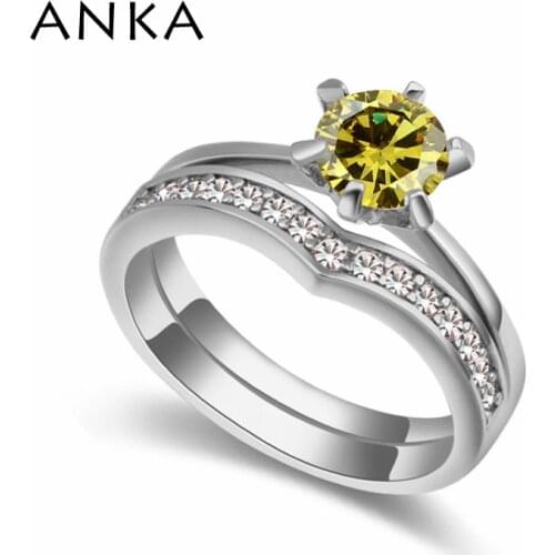 ANKA new vintage ring sets rhodium plated princess cut white CZ cubic zirconia fashion engagement jewelry rings for women #18719