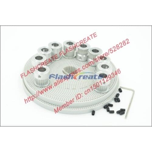 POWGE 10pcs 20 Teeth GT2 Timing Pulley Bore 5/6/6.35/8mm + 10meters GT2 PU Open Synchronous Belt W=6mm 20T 20Teeth 2GT Pulley