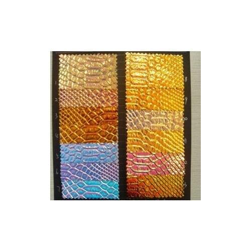 0.7mm holographic shoes fabric/ leather upholstery fabric/ synthetic pu snake skin leather/ faux snakeskin fabric