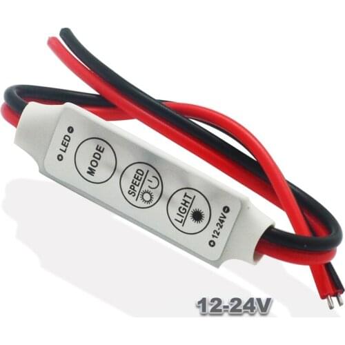 300pcs New 12V Mini 3 Keys Single Color LED Controller Brightness Dimmer for led 3528 5050 strip light