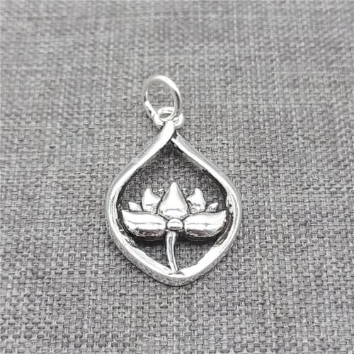 4pcs of 925 Sterling Silver Lotus Charms Drop Shape for Yoga Meditation Bracelet