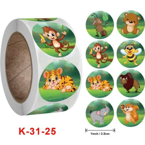 500pcs/roll Zoo Animals Laptop Stickers Reward Motivational Teacher Decals Ocean Life Sticker Toys for Children Kids on Car Book