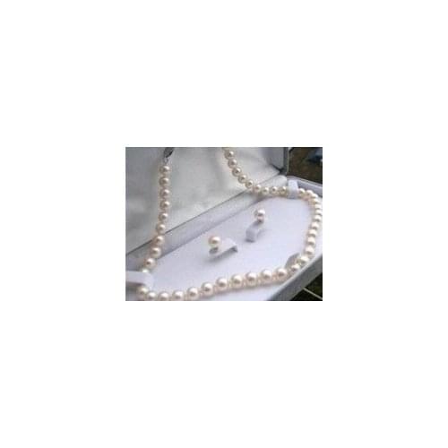 925 fine quality jewelry Stunning 8-9mm White Akoya Pearl Neckalce Earring earring word mujer for women -jewelry