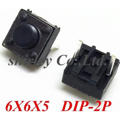 Free shiiping 2000pcs 6*6*5mm 2 PIN push button switch microswitch Tact Switch horizontal type 6X6X5H