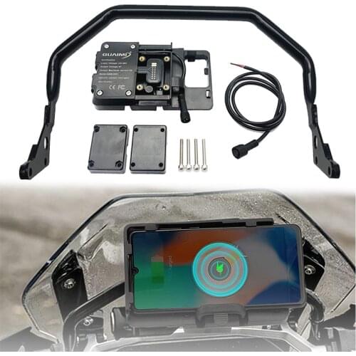 12MM Motorcycle GPS mobile phone holder Wireless/USB Fast charger For BMW R1200GS R1250GS F700GS F800GS F750GS F850GS CRF1000L