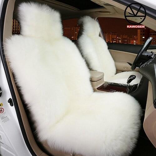 KAWOSEN 5 Seats/ Set Whole Sheepskin Car Seat Cover Universal Super Warm Fur Car Seat Cushion, Promotion Wool Seat Covers LWSC01