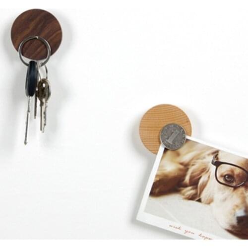 Wooden Magnet Key Holder DIY Round Sticky Hooks Wall Decortion Sitting Room Bedroom Magnetic Hooks for Hanging Home Organizer