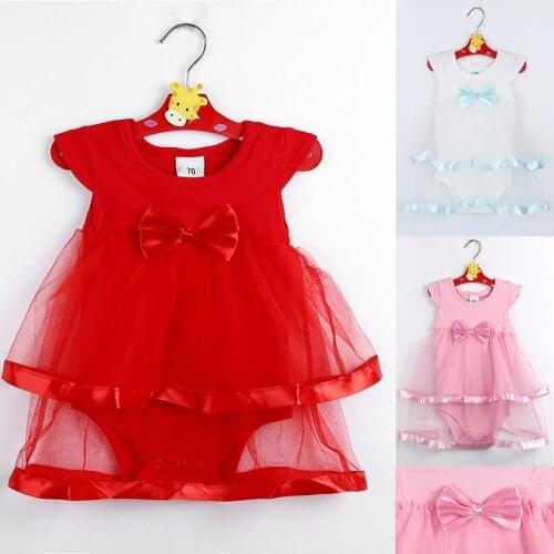 2018 Hooyi Summer Baby Girls Dresses Sleeveless Tutu Dress Lace Newborn Bodysuit baby Girl Clothes Infant Birthday Gift Red Pink
