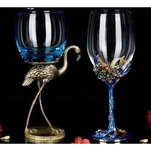 CRYSTAL CHAMPAGNE RED WINE GLASS HIGH FOOT ENAMEL CUP MARRY DECORATION GIFT FASHION BIRD SHAPE GOBLET