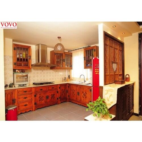Classical style American red oak kitchen cabinets