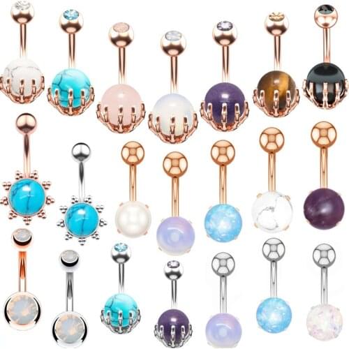 1/2PC Crystal Belly Button Piercing Ring 14G Surgical Steel Opal Belly Bar Sexy Navel Piercing Bar Cute Belly Ring Navel Jewelry