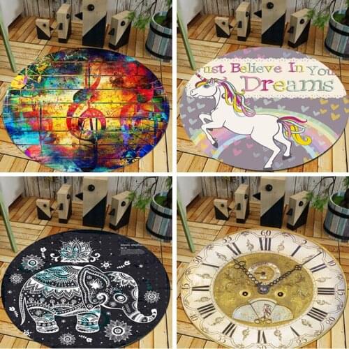Ins Nordic style print round rugs and carpets for home living room Carpet Bedside Antislip blanket Room computer chair floor Mat