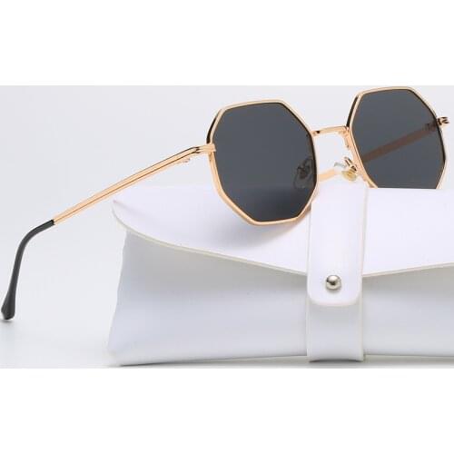 2021 Retro Polygon Drivers Goggles Men Women Pink Lens Round Sunglasses Vintage Small Frame Mirror Color Fishing Sunglasses