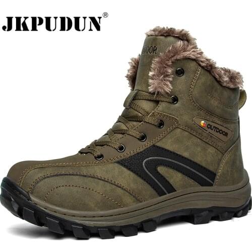 Winter Mens Snow Boots Thick Plush Warm Mens Ankle Boots Male Waterproof Platform Boots Outdoor Work Safety Sneakers for Men