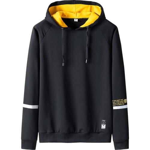 Mens Hooded Sweater Solid Color Hedging Long Sleeve Sweater Mens Fashion Wild Youth Tide Brand Mens Clothing