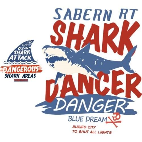 Shark Patches Iron on Transfer Patches for Clothing Shark Letter Badge Heat Transfer Sticker on Clothes for T-shirt DIY Applique