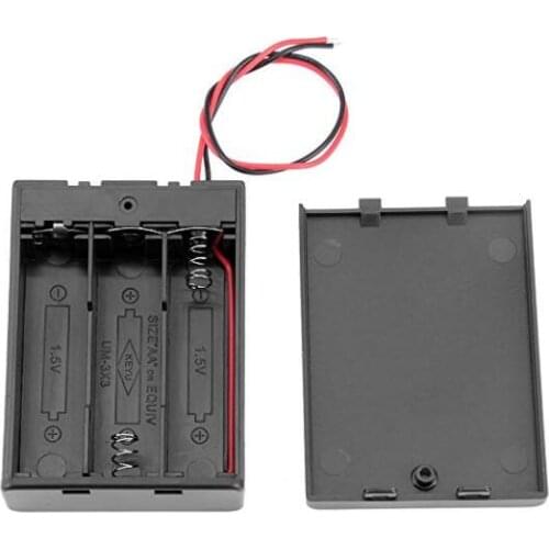 4.5V 3 AA 3AAA Plastic Battery Holder with cover switch lead wire pins jst connector 9v snap