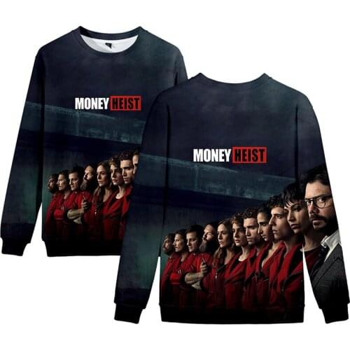 Classic La Casa De Papel 3d Pullover Money Heist The House Of Paper Men Women Capless Sweatshirts Long Sleeve 3D O-Neck Pullover