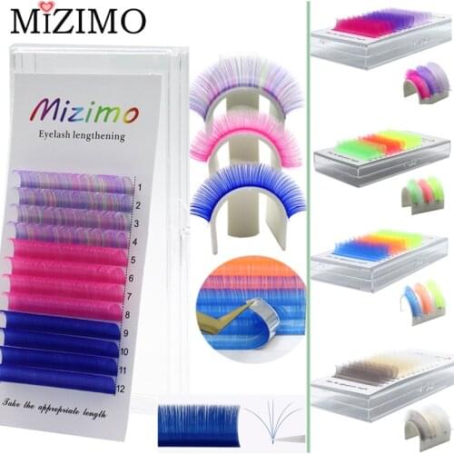 MIZIMO New Color Grafting Eyelash 8-13mm Length Mixed With Multiple Colors Makeup Artificial Mink Hair Eyelash Extension Tool