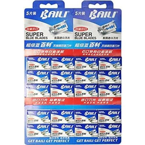BAILI Lot 5/100PCS Super Blue Platinum Double Edge Safety Razor Blades Refills Replaceable Shaver Razor Blades BP003
