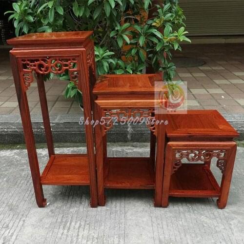Special offer mahogany flower stand living room red sandalwood multi-layer Burmese rosewood antique solid wood flower table floo