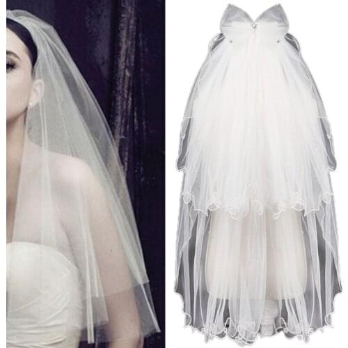 Wedding Veil with Comb for Kids Wedding Hair Accessories for Girls 2 Tier Bow Embellishment Props for Photo Taking