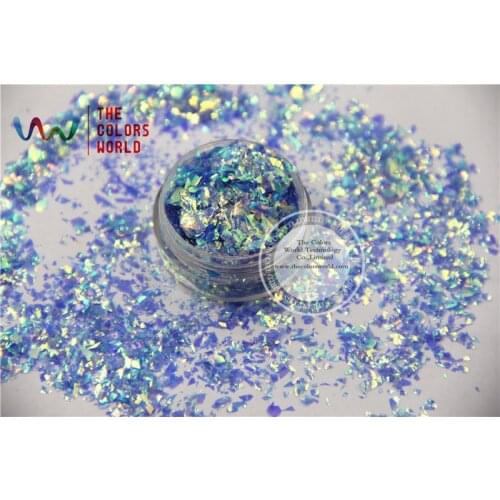 TCR337 American Fantasy Iridescent Blue Colors Random Cut Glitter Spangles Mylar for nail art and DIY decoration