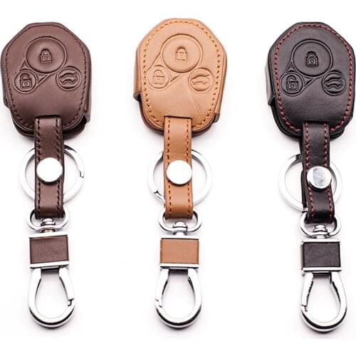 Top leather key cover 3 buttons for Subaru XV Forester Inland traditional straight key Key case 2 color optional starline a93
