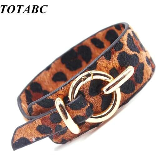 TOTABC Fashion Punk Leather Bracelet For Women Wristband Charm Cuff Bracelets & Bangles Jewelry Gift Pulsera