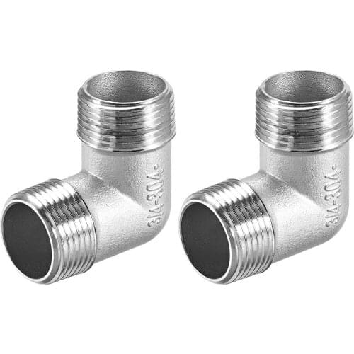Uxcell 2pcs Stainless Steel 304 Cast Pipe Fitting 90 Degree Elbow 3/4 BSPT Male x 3/4 BSPT Male Thread