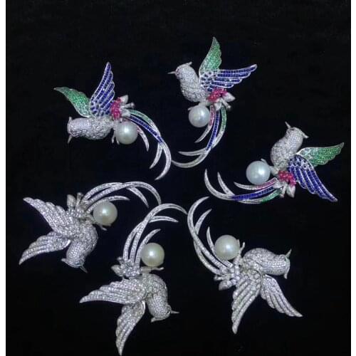 Vintage phoenix brooch & pendant double use real natural fresh water pearl brooch pins flat round about 12MM 925 sterling silver