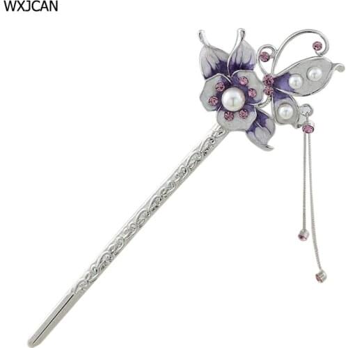 WXJCAN vintage vlassical hair stick Sticks for hair Simulated pearl AAA rhinestone hairwear Bridal headdress or Gifts H1052