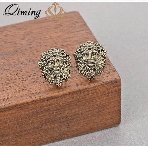 QIMING Jesus Christ Figure Earrings Ancient Religious Jewelry Accessories Trendy Design Stud Womens Earring