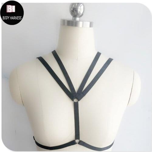 Sexy Goth Body Harness cage bra harajuku black Bondage harness Bra lingerie Women body fetish wear Body harness