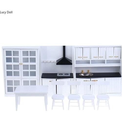 1:12 DIY House Miniature Furniture Life Scene Cabinet House Decoration Wooden Kitchen Set Accessories Pretend To Play Model Toys
