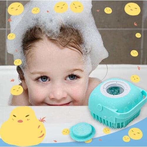 1pc Pet Dog Bath Brush Comb Pet Massage Brush Soft Silicone Dogs Cats Grooming Cmob Dog Pet Supplies Shampoo Container Brush