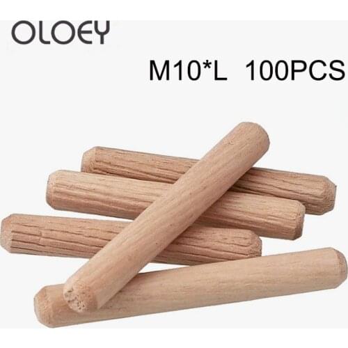 100Pcs M10 High Quality Wooden Dowel Cabinet Drawer Round Fluted Wood Craft Dowel Pins Rods Set Furniture Fitting m10